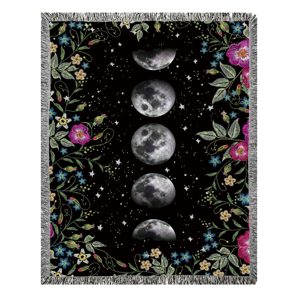 Night Moon Flower Flannel Blanket Throw 8 Night Moon Flower Flannel Blanket Throw 8