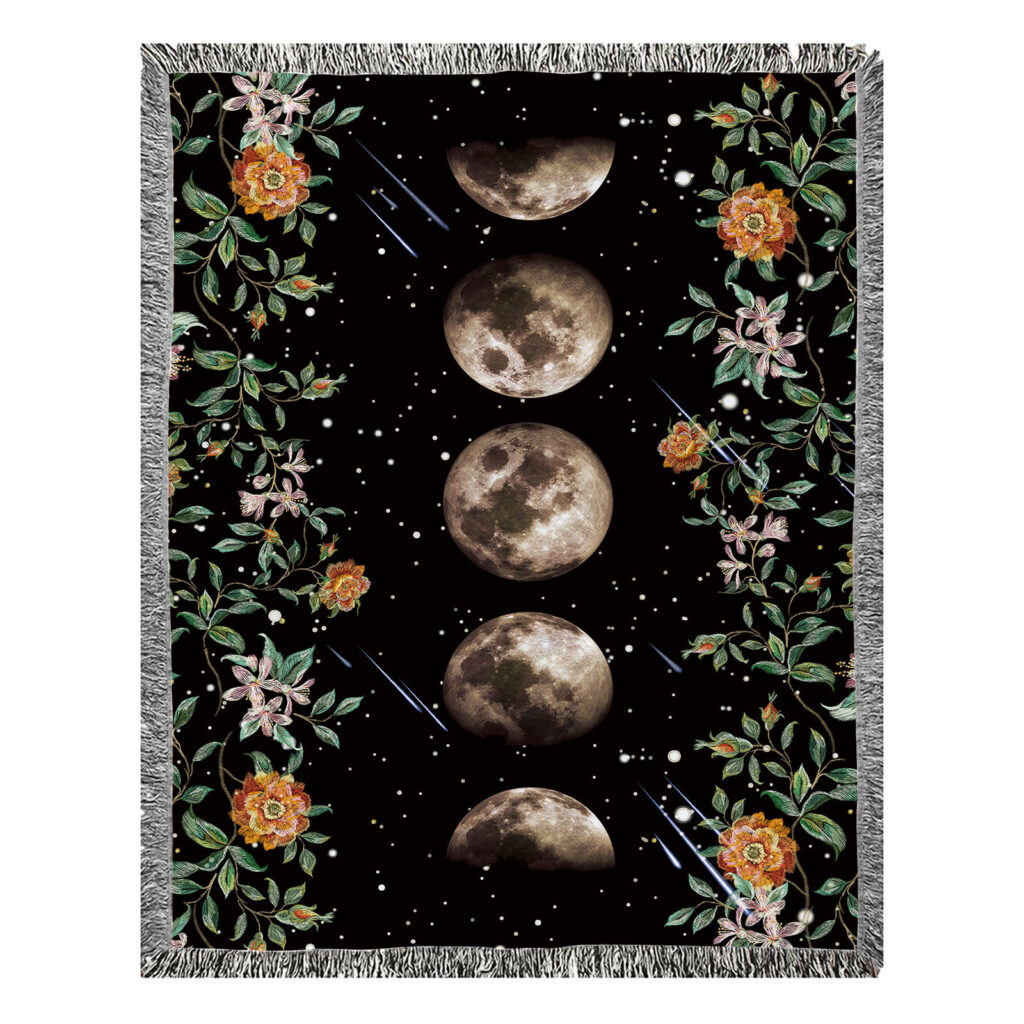Night Moon Flower Flannel Blanket Throw 9 Night Moon Flower Flannel Blanket Throw 9