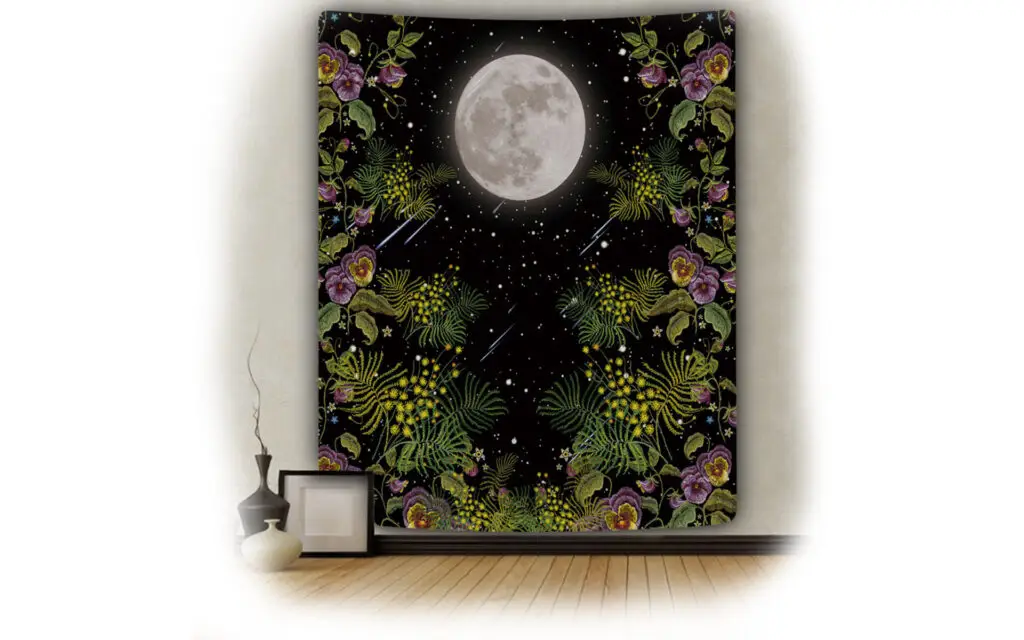 Night Moon Flower Wall Tapestry
