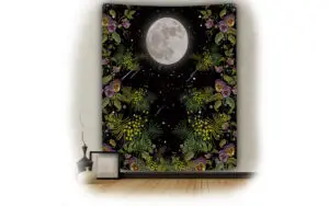 Night Moon Flower Wall Tapestry