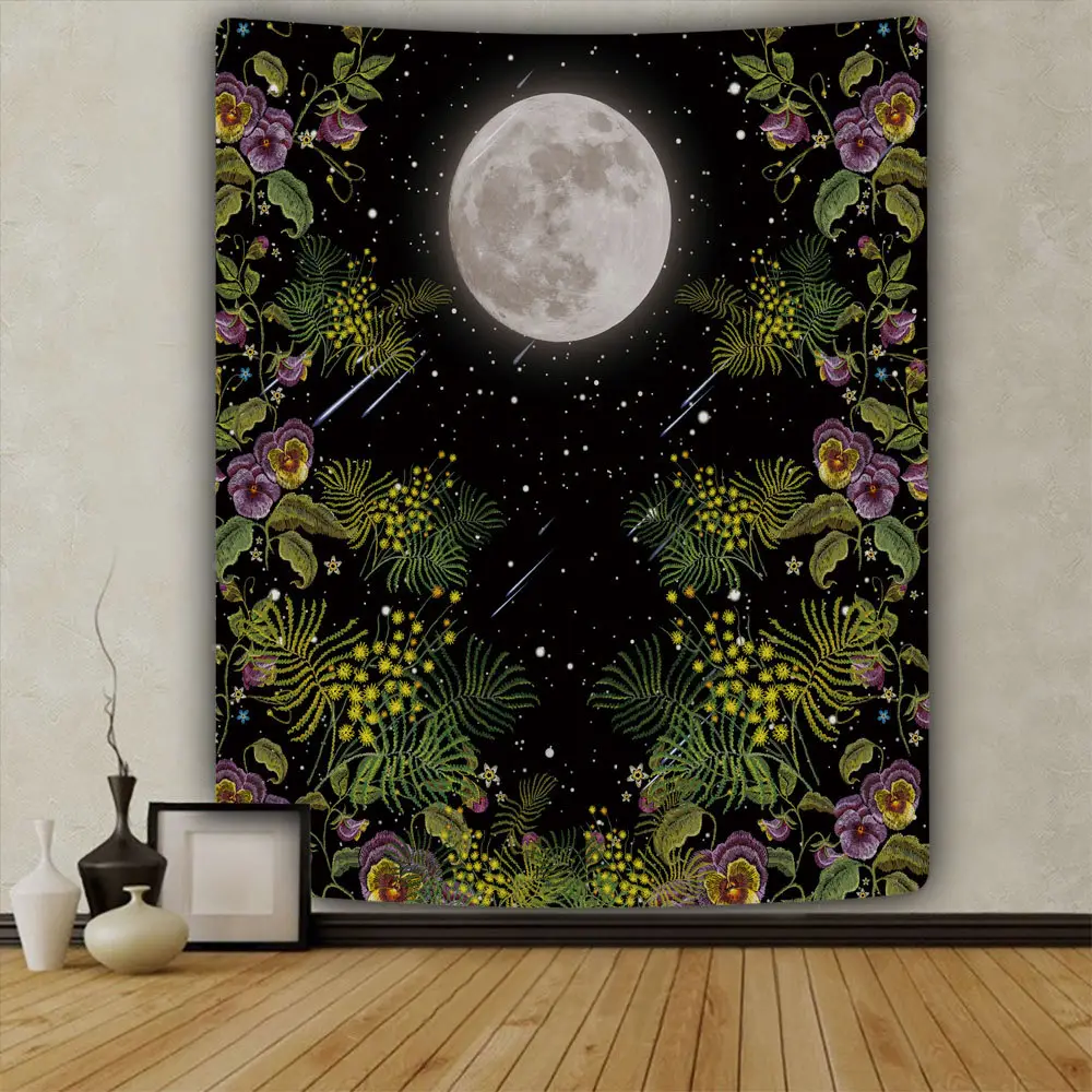 Night Moon Flower Wall Tapestry 4