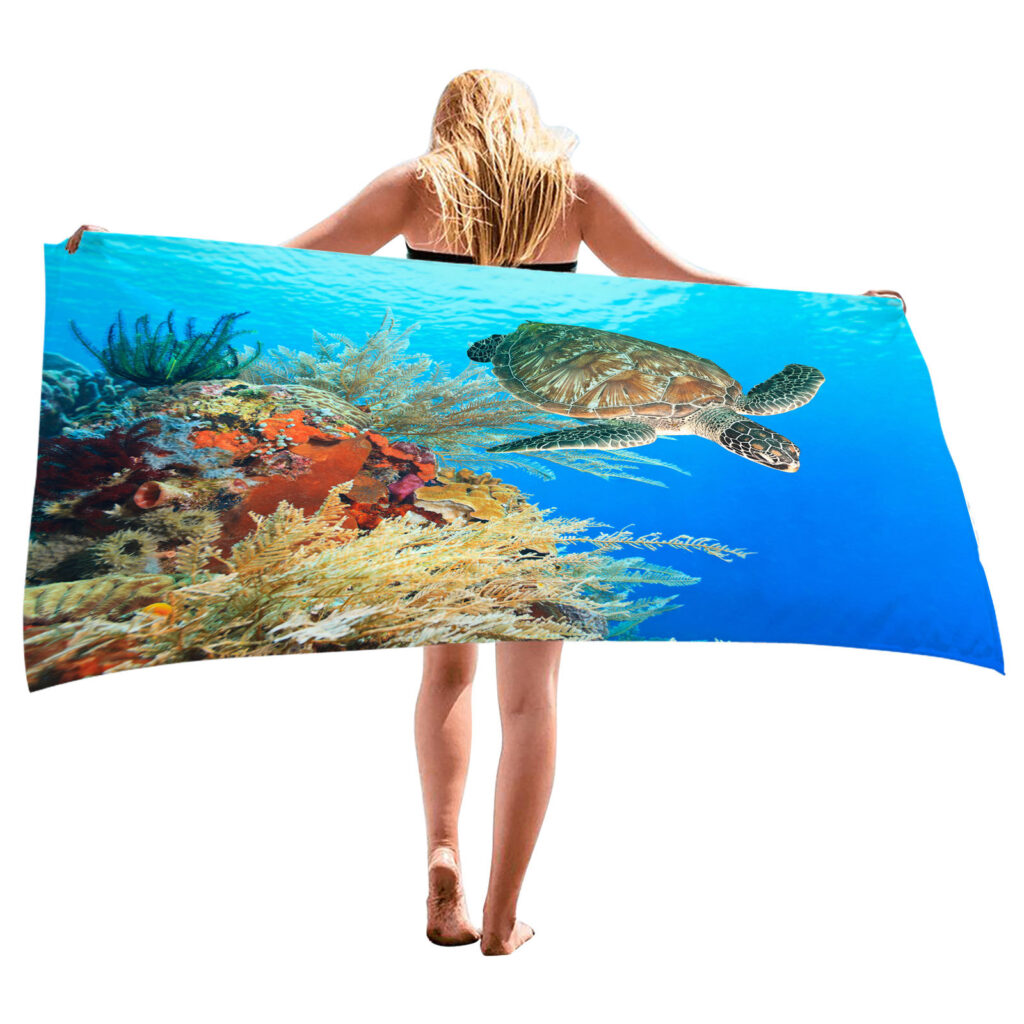 Ocean Turtle Fish Dolphin Animal Beach Towel 1