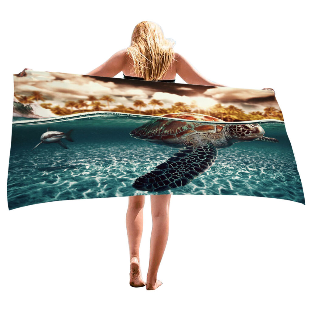Ocean Turtle Fish Dolphin Animal Beach Towel 11