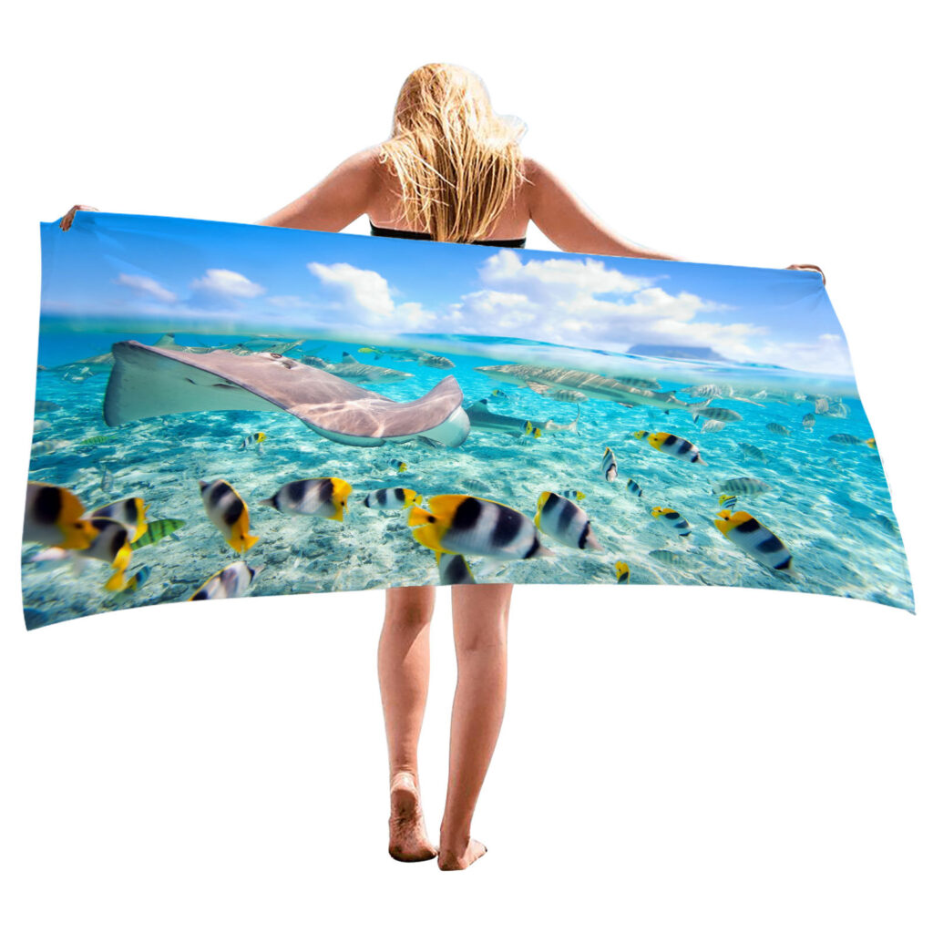 Ocean Turtle Fish Dolphin Animal Beach Towel 3