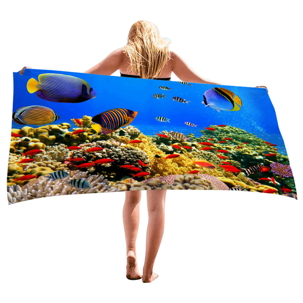 Ocean Turtle Fish Dolphin Animal Beach Towel 4