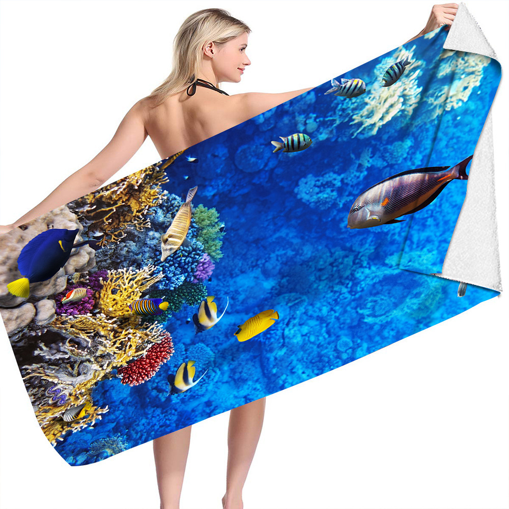 Ocean Turtle Fish Dolphin Animal Beach Towel 48