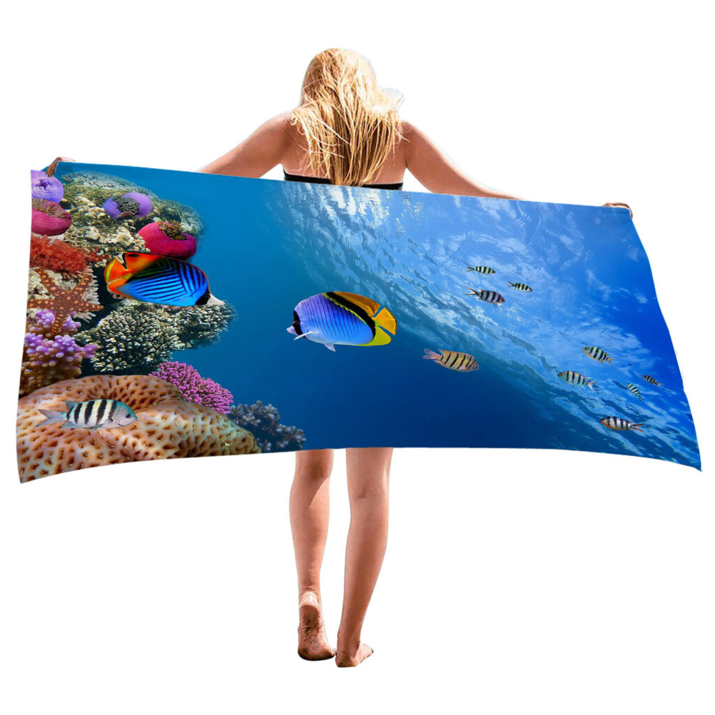 Ocean Turtle Fish Dolphin Animal Beach Towel 5