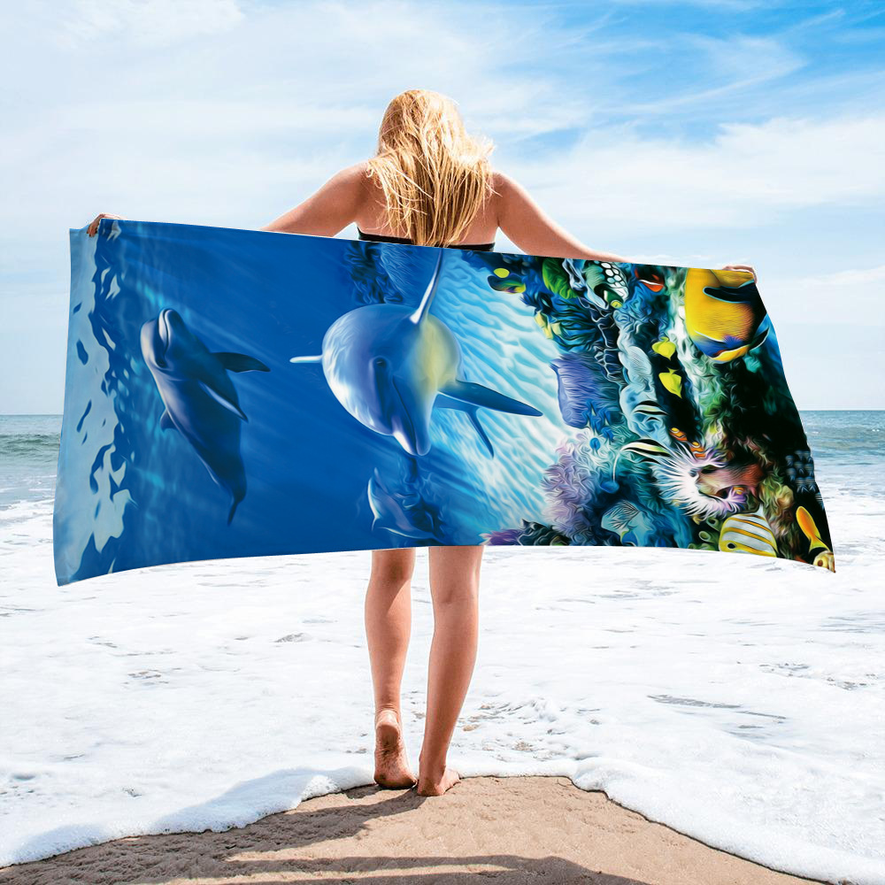 Ocean Turtle Fish Dolphin Animal Beach Towel 59