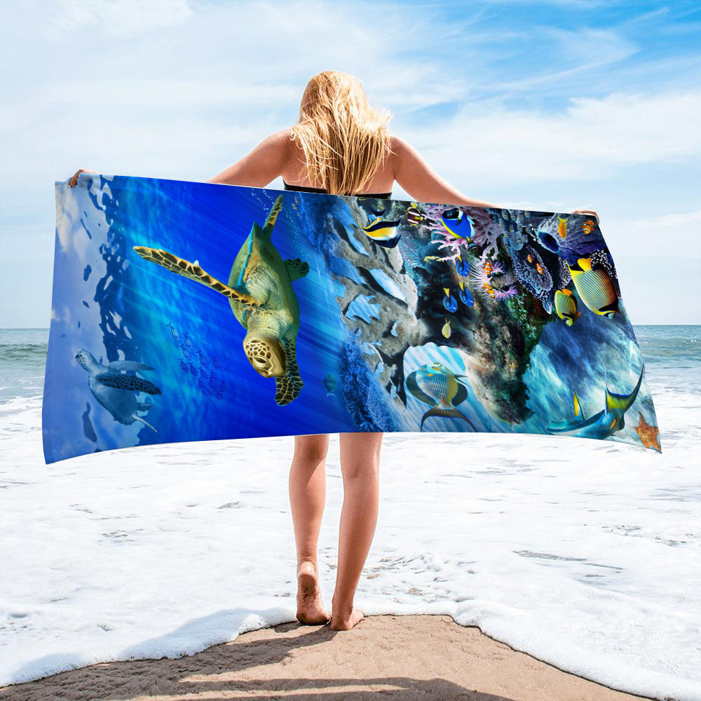 Ocean Turtle Fish Dolphin Animal Beach Towel 60