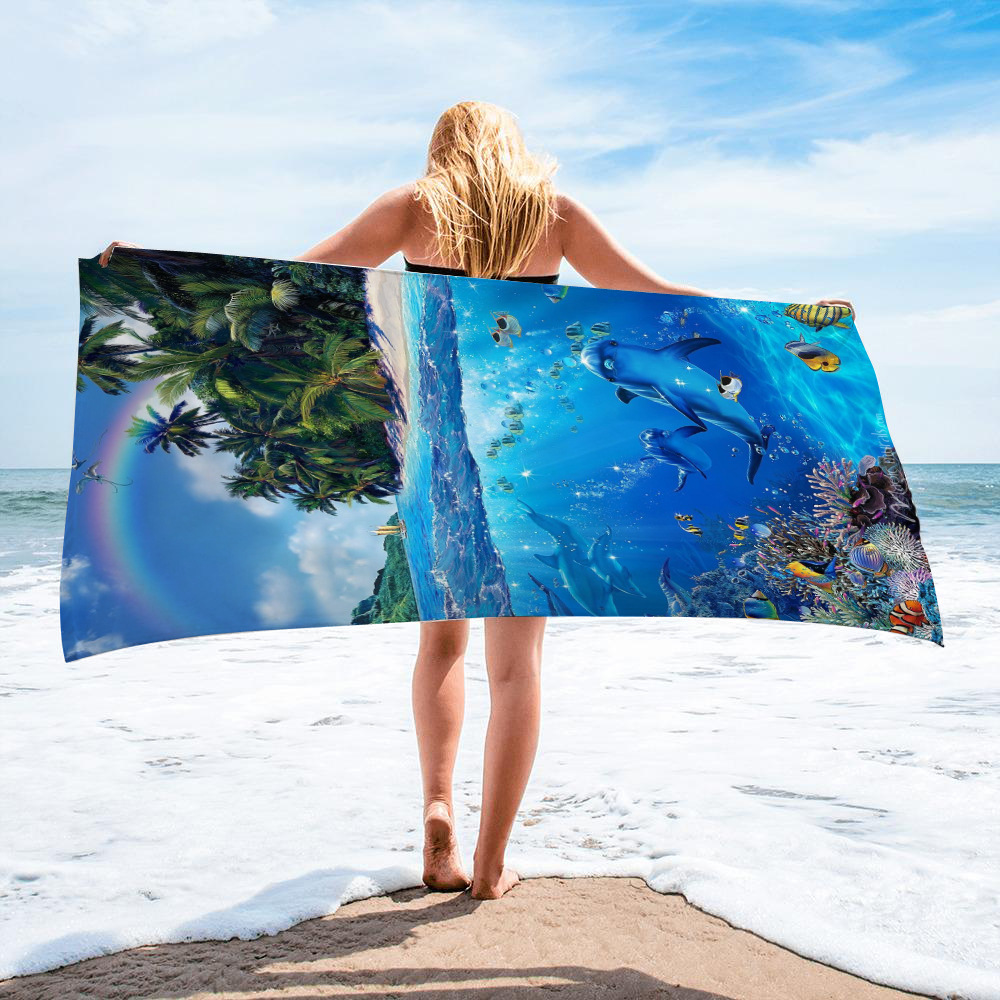 Ocean Turtle Fish Dolphin Animal Beach Towel 65
