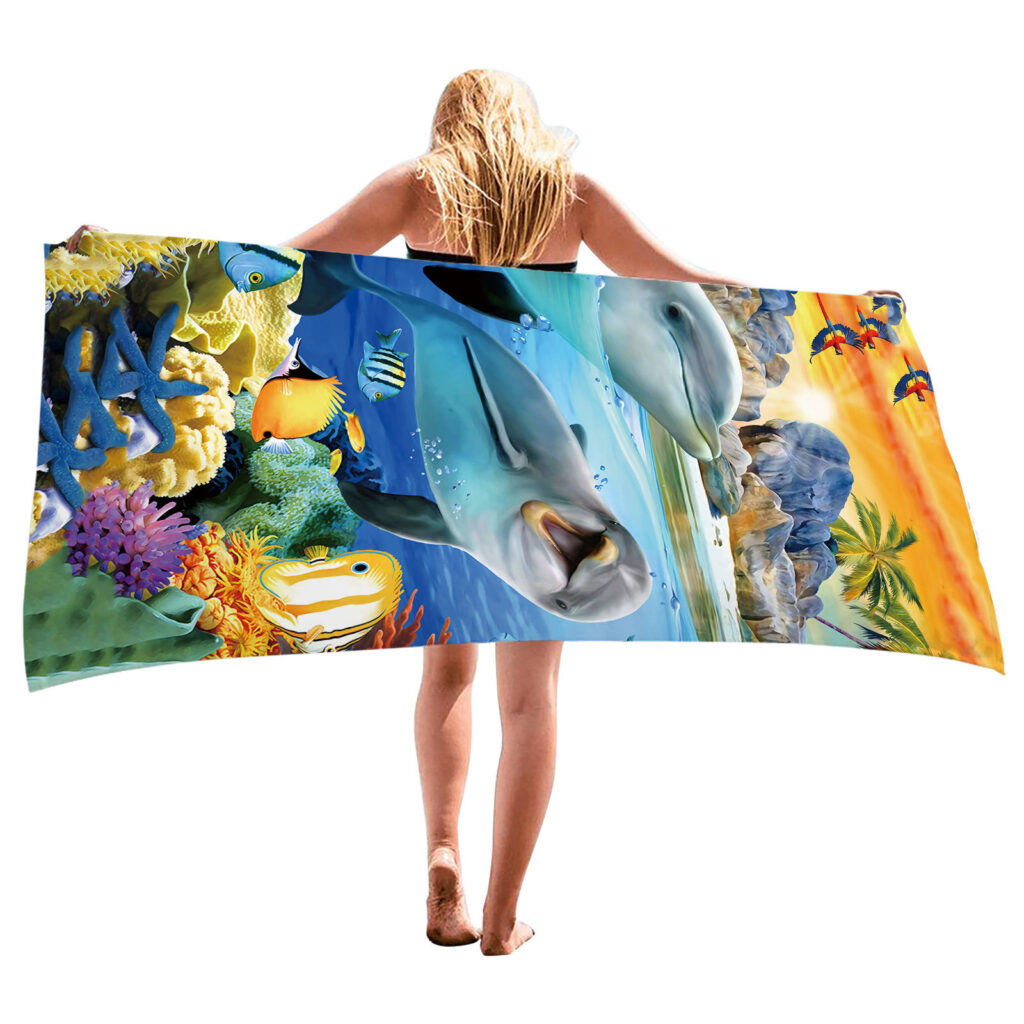 Ocean Turtle Fish Dolphin Animal Beach Towel 70