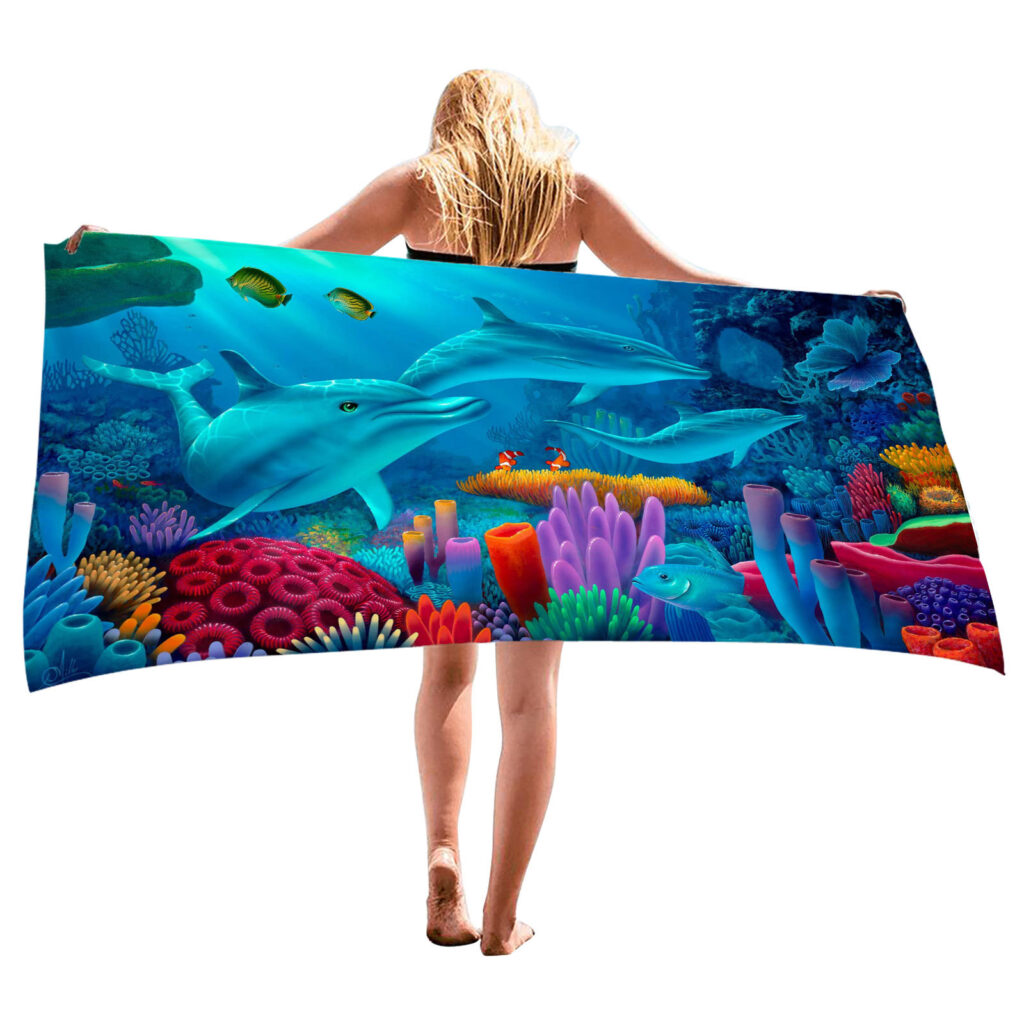 Ocean Turtle Fish Dolphin Animal Beach Towel 72