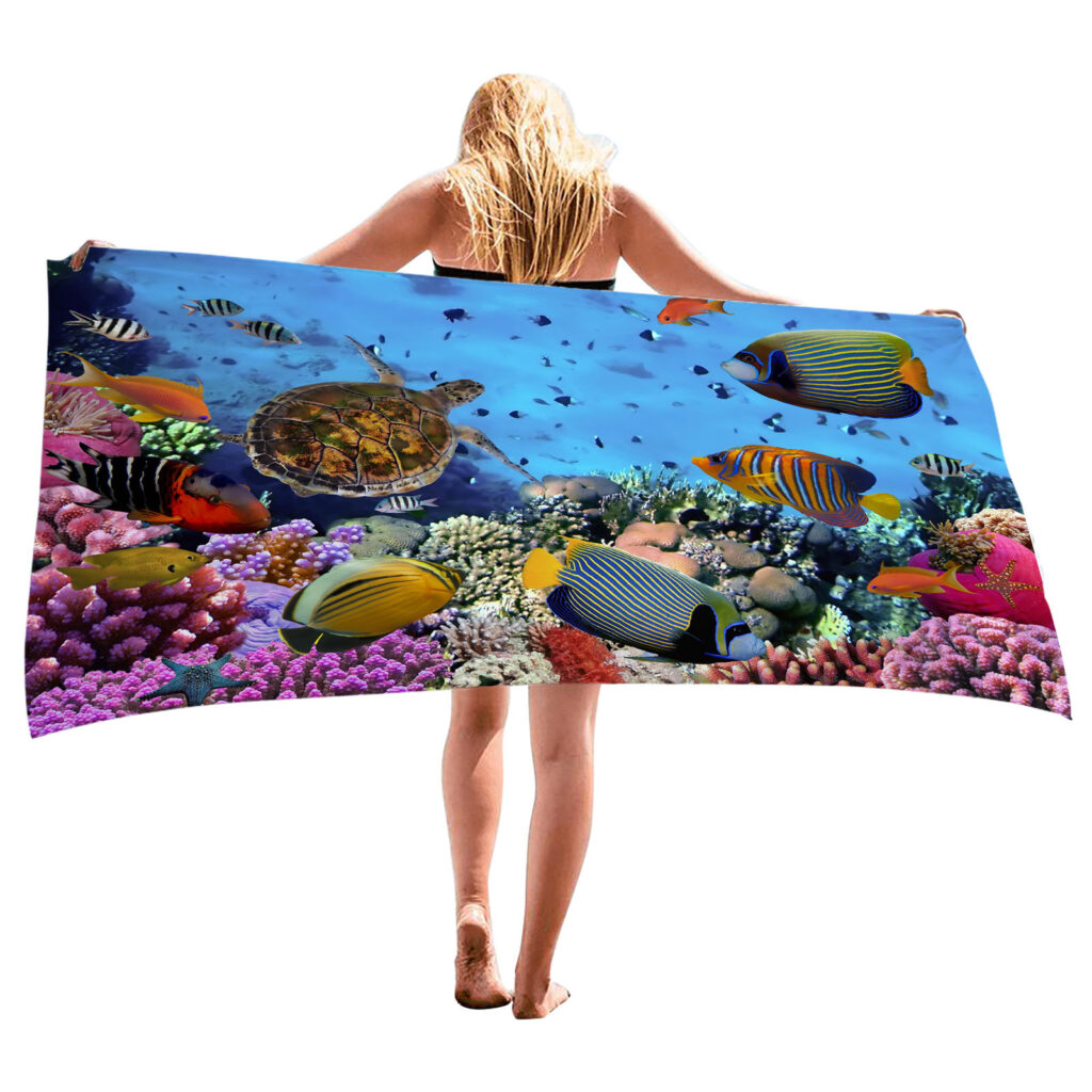 Ocean Turtle Fish Dolphin Animal Beach Towel 75