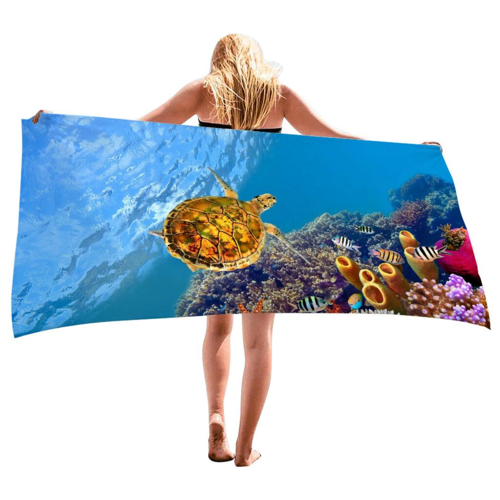 Ocean Turtle Fish Dolphin Animal Beach Towel 9