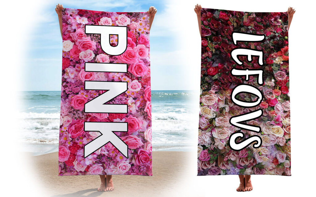 Pink Love Microfiber Name Beach Towel FLOWER 1 PINK LOVE NAME TOWEL - FLOWER