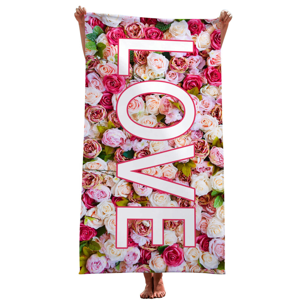 PINK LOVE NAME TOWEL FLOWER 13