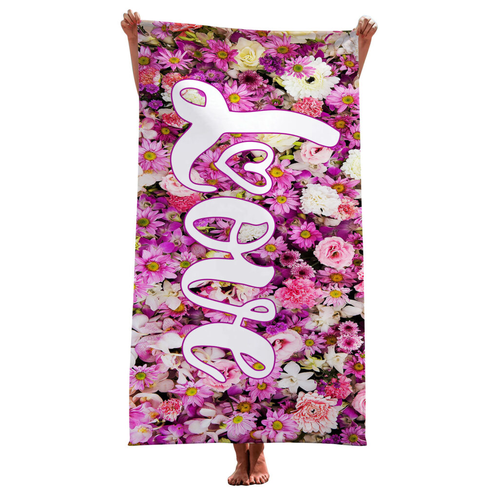 PINK LOVE NAME TOWEL FLOWER 14