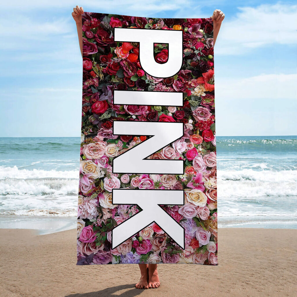 PINK LOVE NAME TOWEL FLOWER 4