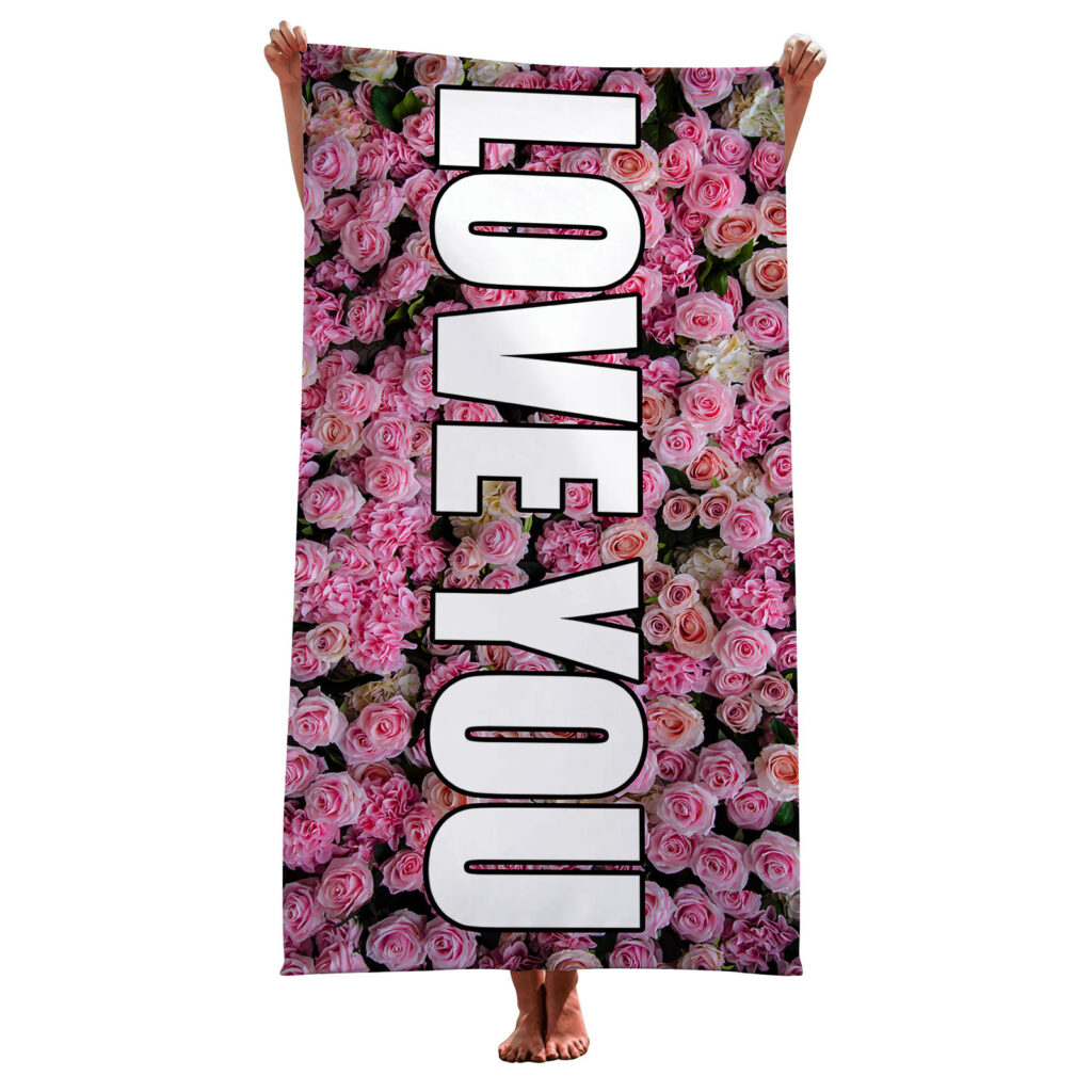 PINK LOVE NAME TOWEL FLOWER 7