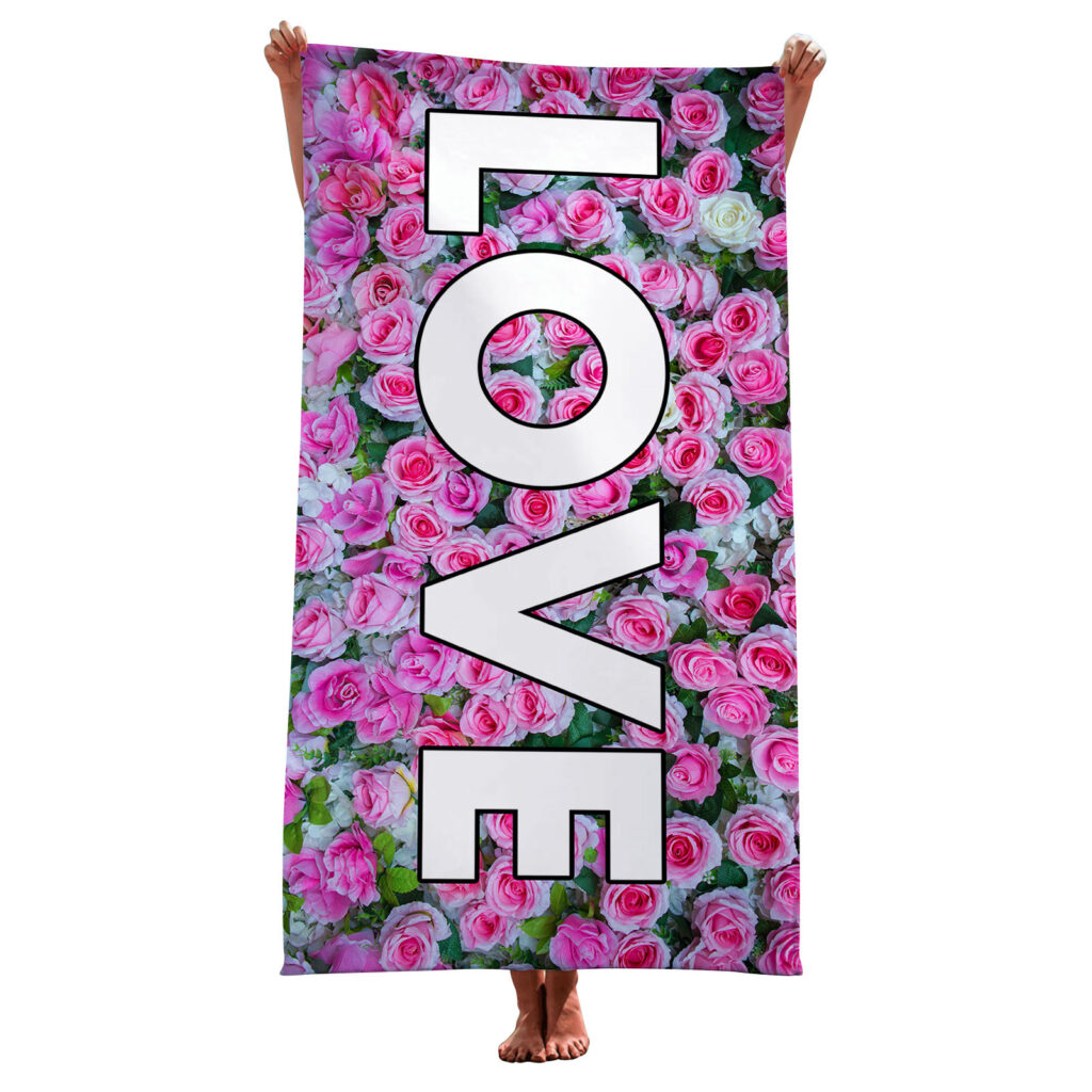 PINK LOVE NAME TOWEL FLOWER 8