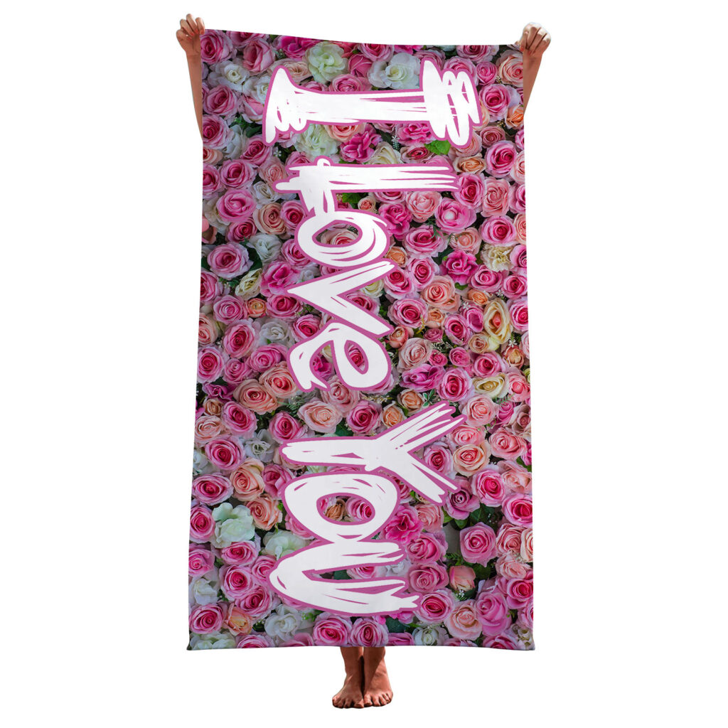 PINK LOVE NAME TOWEL FLOWER 9