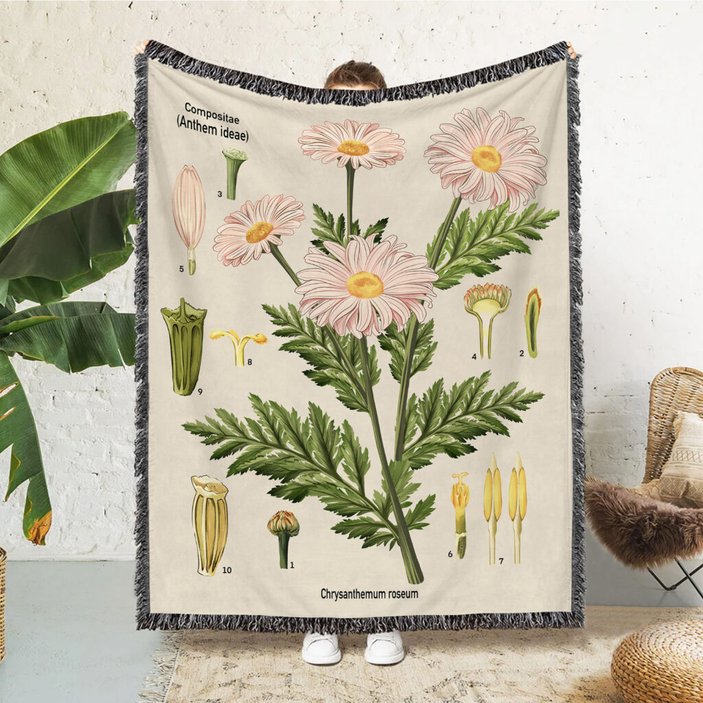 Plant Flowers Leaves Flannel Blanket Throw 1