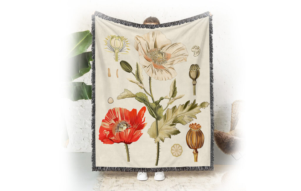 Plant Flowers Leaves Flannel Blanket Throw