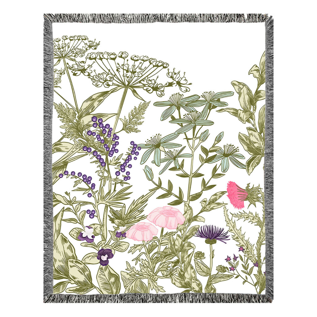 Plant Flowers Leaves Flannel Blanket Throw 11