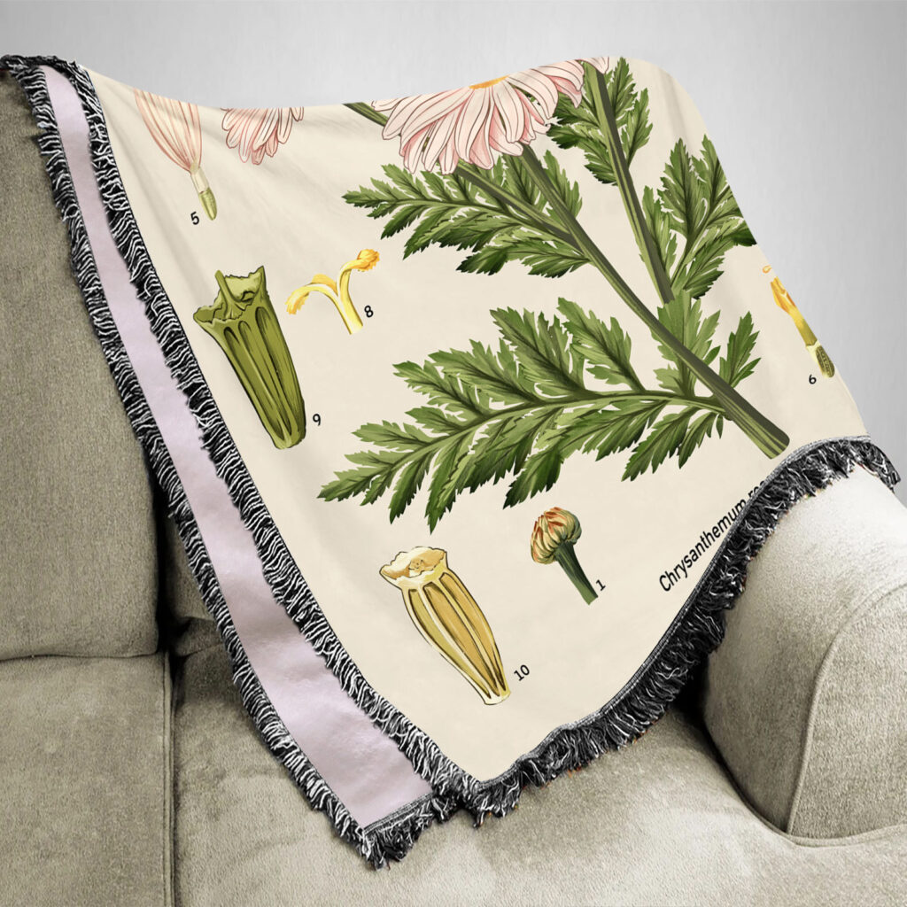Plant Flowers Leaves Flannel Blanket Throw 2