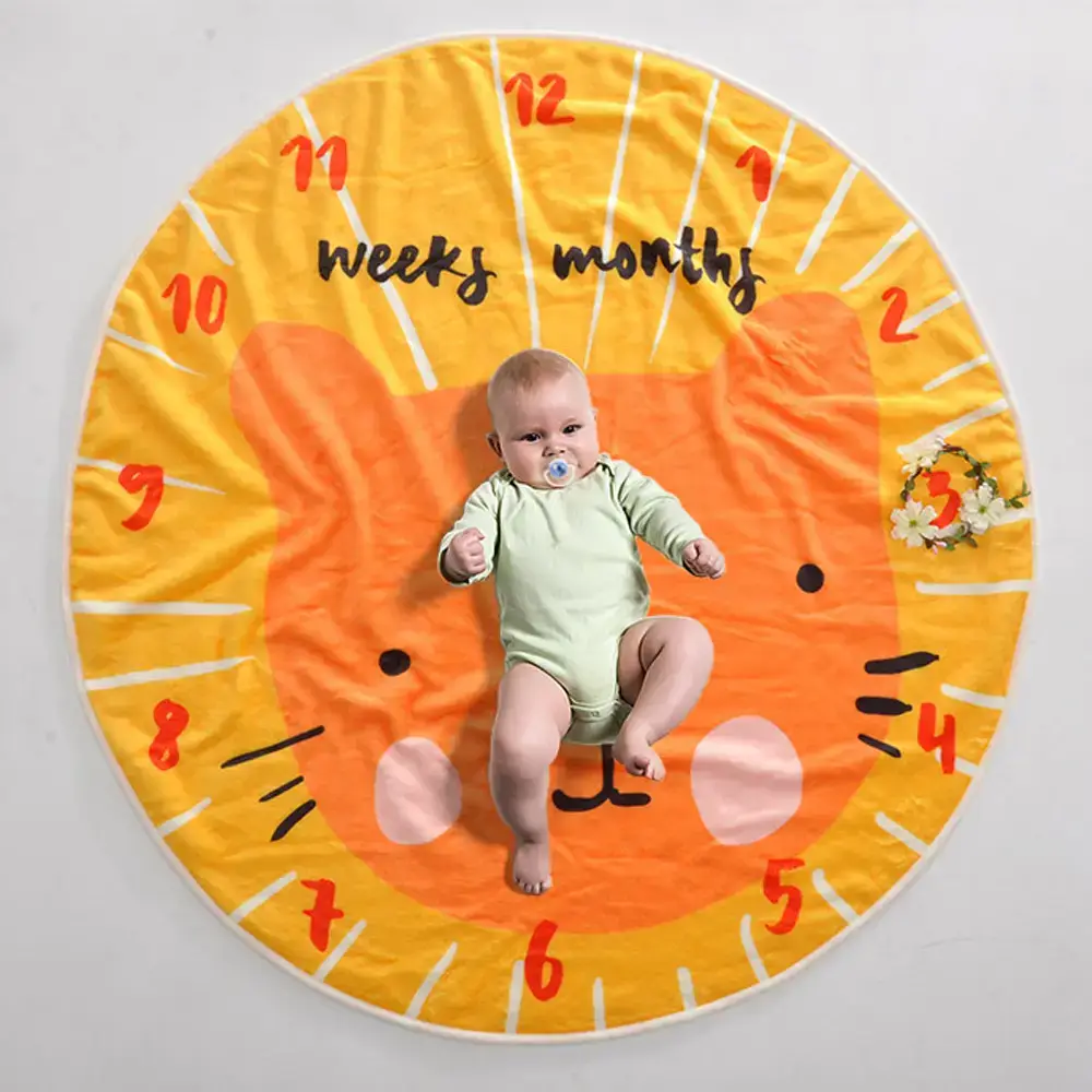 Printed Round Baby Milestone Blanket 1
