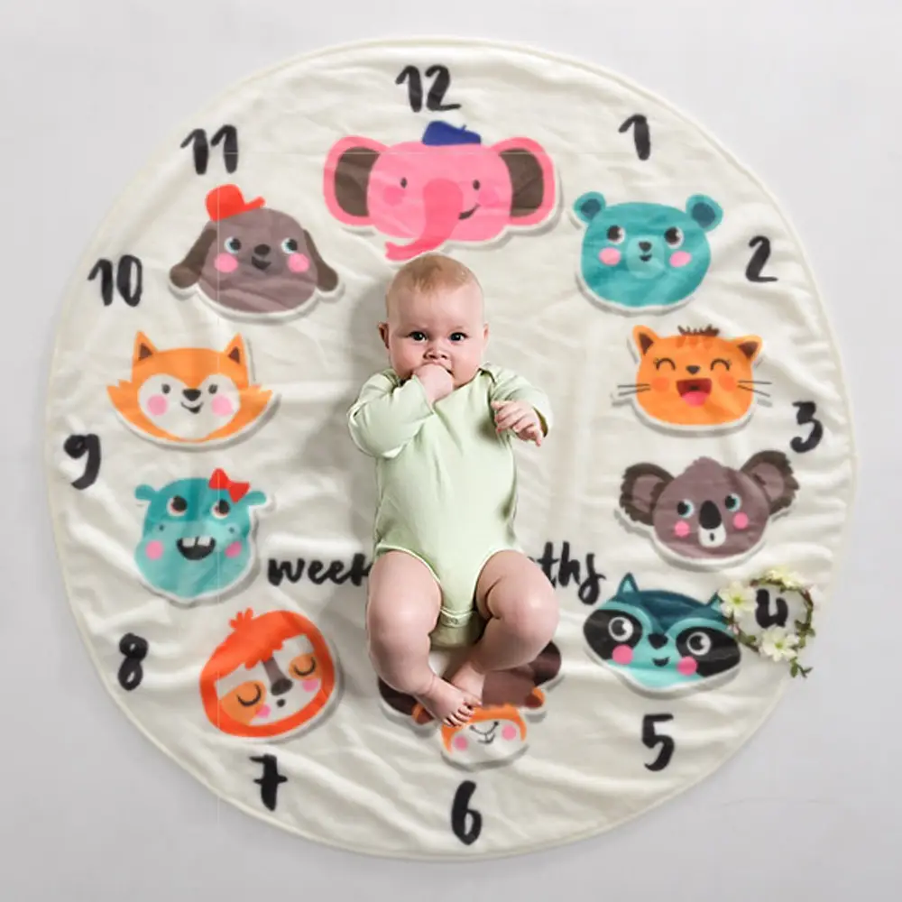Printed Round Baby Milestone Blanket 2