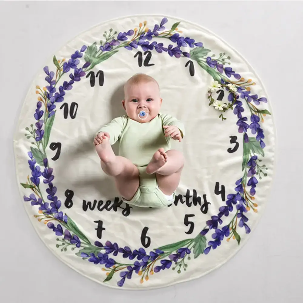 Printed Round Baby Milestone Blanket 3