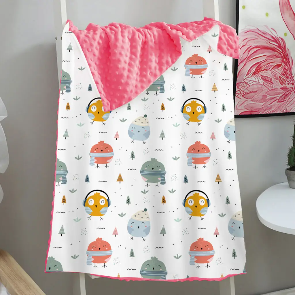 Rabbit Whale Sloth Bird Baby Minky Blanket 1