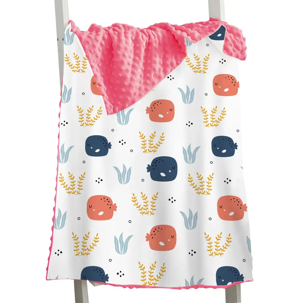 Rabbit Whale Sloth Bird Baby Minky Blanket 10