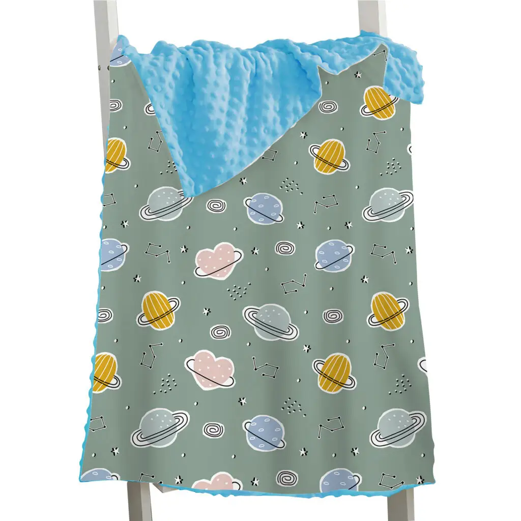 Rabbit Whale Sloth Bird Baby Minky Blanket 11