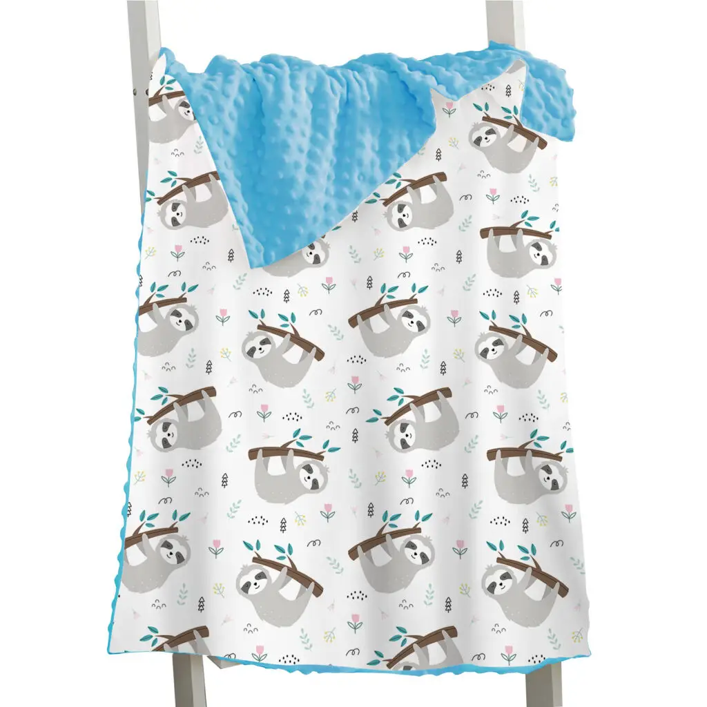Rabbit Whale Sloth Bird Baby Minky Blanket 17