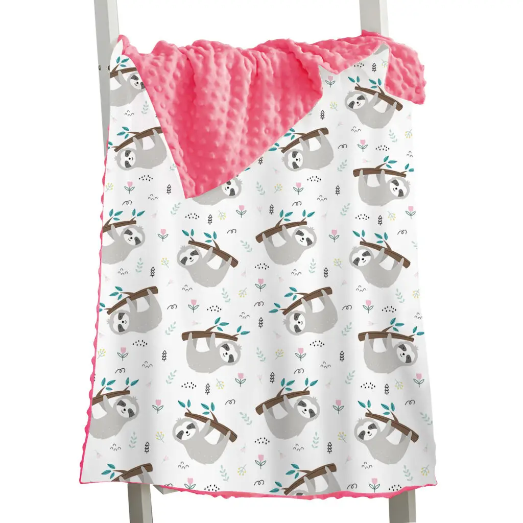 Rabbit Whale Sloth Bird Baby Minky Blanket 18