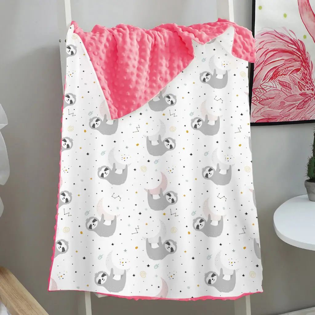 Rabbit Whale Sloth Bird Baby Minky Blanket 2