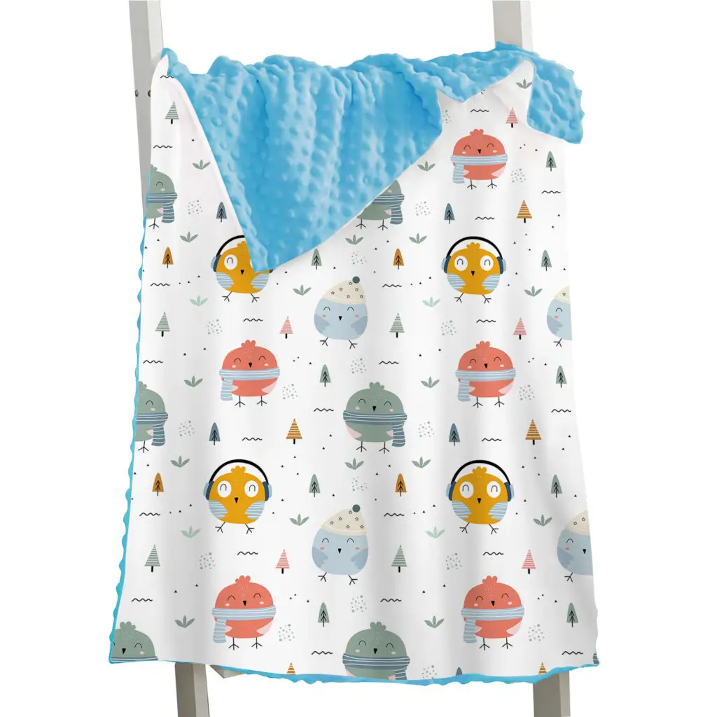 Rabbit Whale Sloth Bird Baby Minky Blanket 25