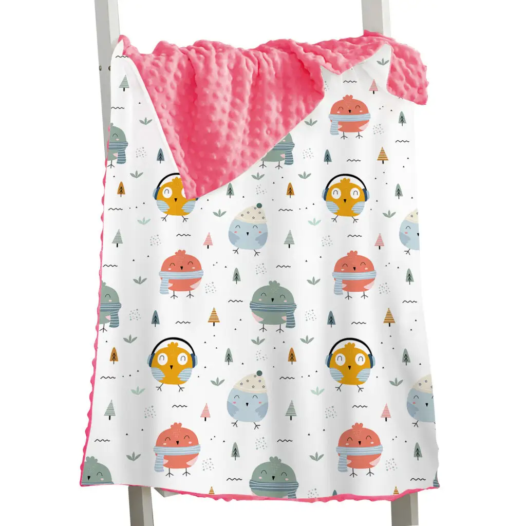 Rabbit Whale Sloth Bird Baby Minky Blanket 26