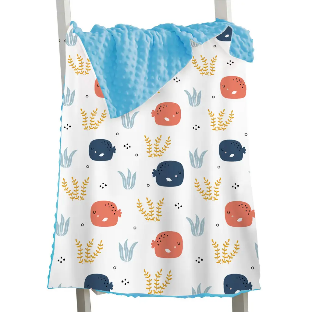 Rabbit Whale Sloth Bird Baby Minky Blanket 4