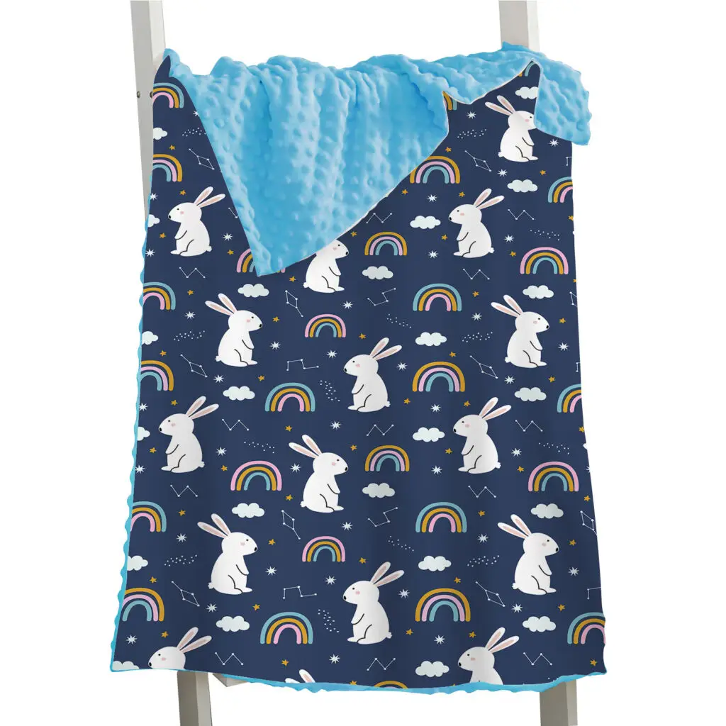 Rabbit Whale Sloth Bird Baby Minky Blanket 6