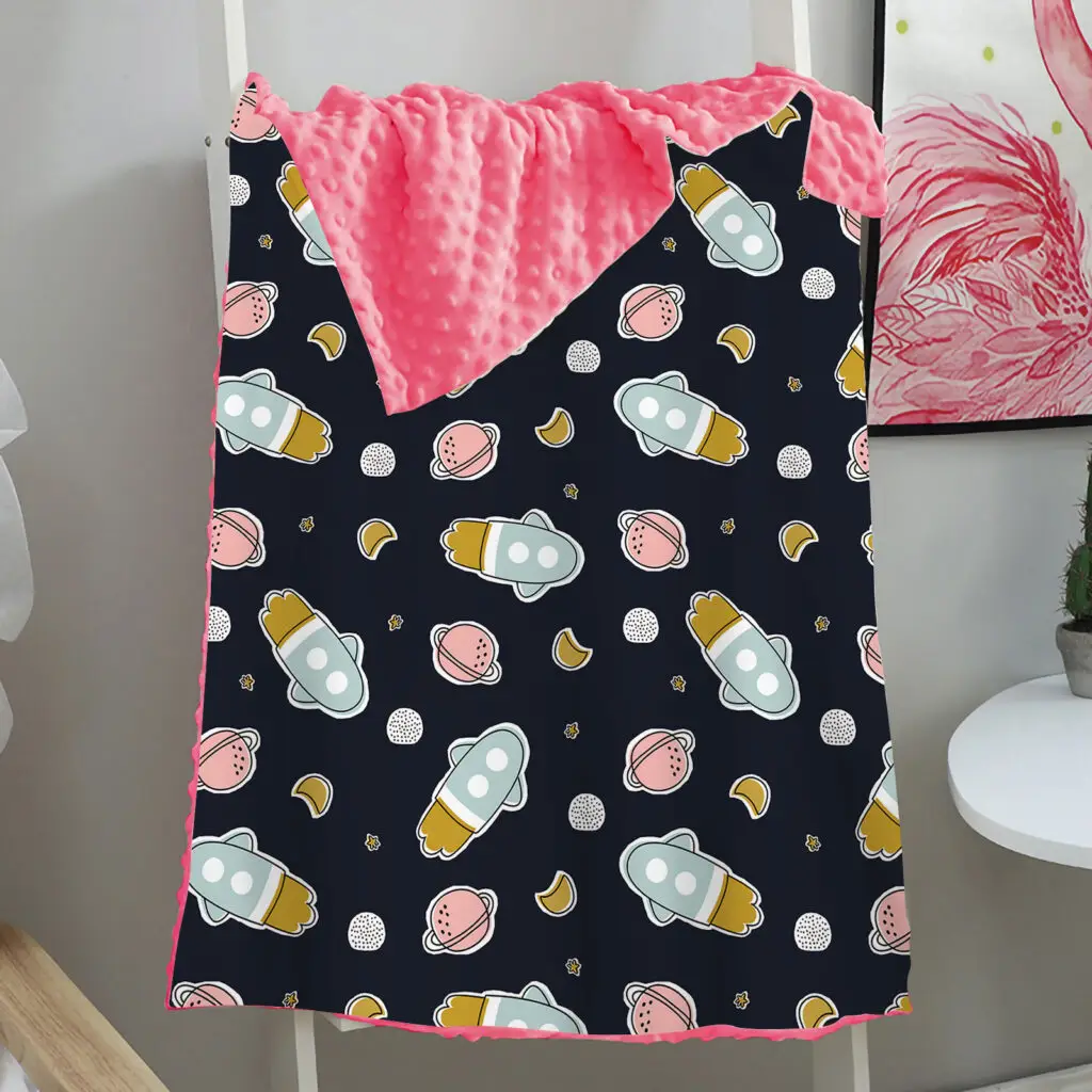 Rabbit Whale Sloth Bird Baby Minky Blanket 8
