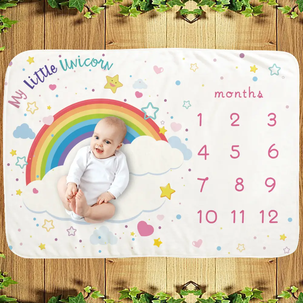 Rainbow Clouds Baby Milestone Blanket 4