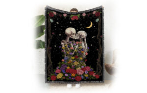 Rose Skull Pattern Flannel Throw Blanket (8)