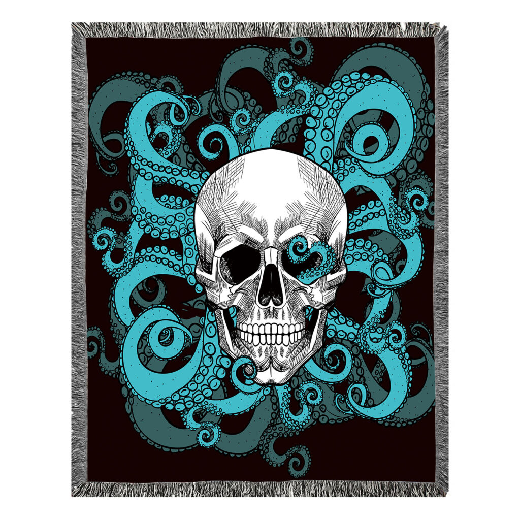Rose Skull Pattern Flannel Throw Blanket