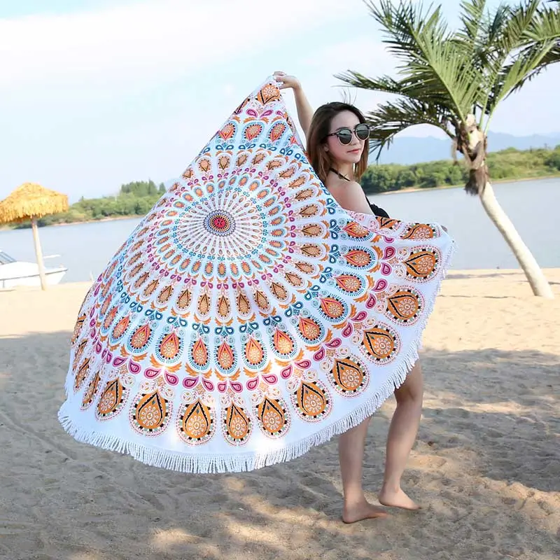 Model Display - Lefovs Round Beach Towels 52 Round Beach Towel Mandala 1