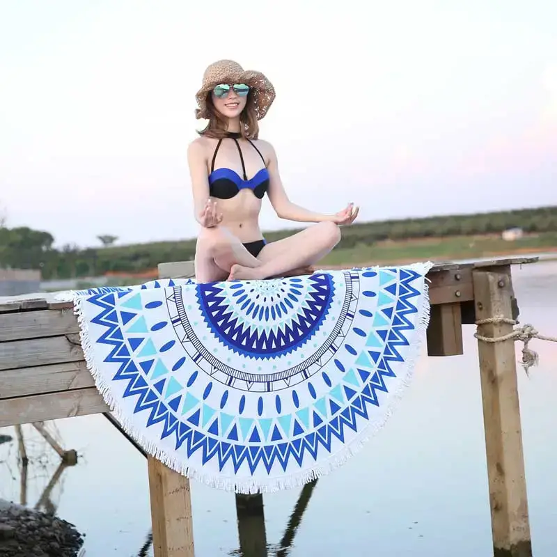Model Display - Lefovs Round Beach Towels 66 Round Beach Towel Mandala 15