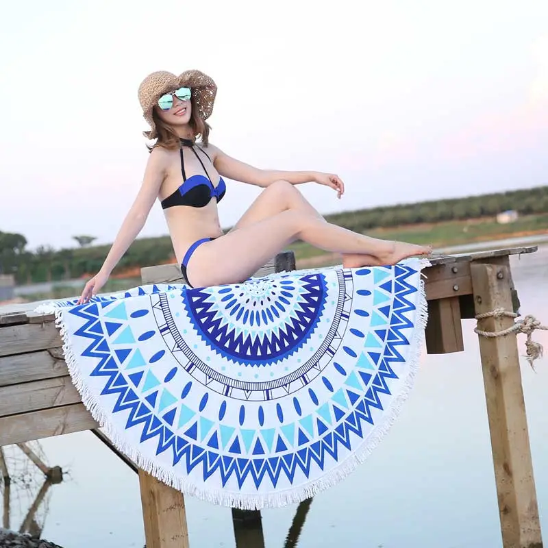 Model Display - Lefovs Round Beach Towels 67 Round Beach Towel Mandala 16