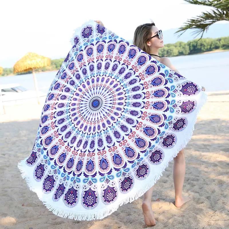 Model Display - Lefovs Round Beach Towels 53 Round Beach Towel Mandala 2
